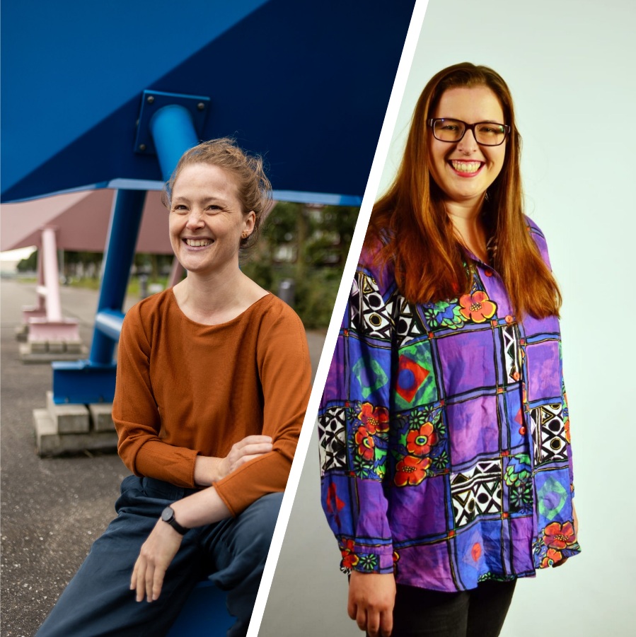 Fotocollage met portretfoto's van Charlotte en Sacha